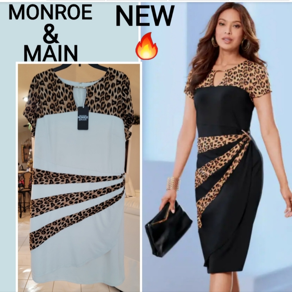 MONROE & MAIN / NWT Leopard & Ivory Dress Size 16 W